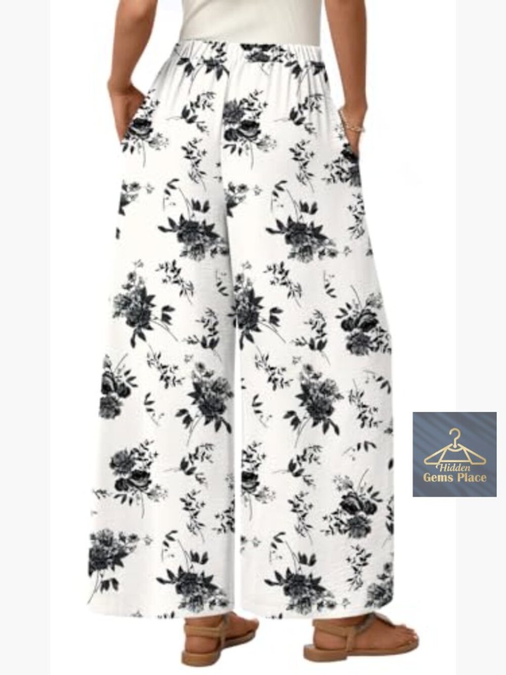 Wide Leg Lounge Pants High Waisted Drawstring Palazzo Trousers with Pockets - Picture 3 of 6
